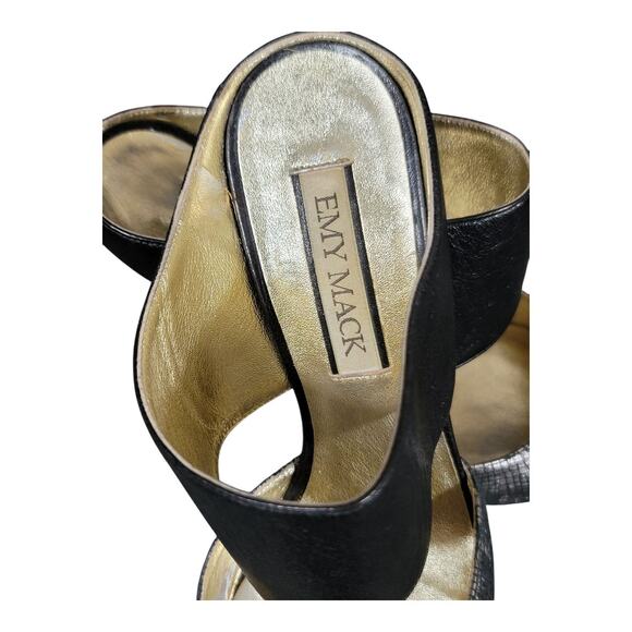 Emy Mack Elsa Black & Silver Printed Calf Pointed‎ Toe Heels Leather Size 7B - Picture 12 of 15